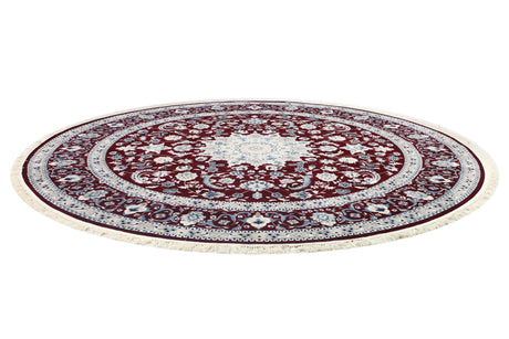Burgundy 10' x 10' Classical Round Area Rug Traditional Classic Pattern Design Carpet for Indoor Living Room, Dining, Office, Den, Basement for Sale at Rug Engine