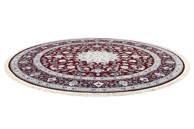 Burgundy 10' x 10' Classical Round Area Rug Traditional Classic Pattern Design Carpet for Indoor Living Room, Dining, Office, Den, Basement for Sale at Rug Engine