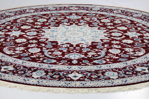 Burgundy 10' x 10' Classical Round Area Rug Traditional Classic Pattern Design Carpet for Indoor Living Room, Dining, Office, Den, Basement for Sale at Rug Engine
