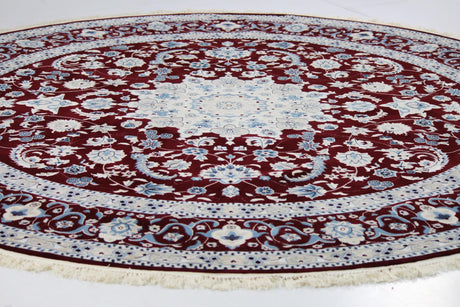 Burgundy 10' x 10' Classical Round Area Rug Traditional Classic Pattern Design Carpet for Indoor Living Room, Dining, Office, Den, Basement for Sale at Rug Engine