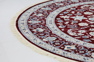 Burgundy 10' x 10' Classical Round Area Rug Traditional Classic Pattern Design Carpet for Indoor Living Room, Dining, Office, Den, Basement for Sale at Rug Engine