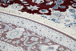 Burgundy 10' x 10' Classical Round Area Rug Traditional Classic Pattern Design Carpet for Indoor Living Room, Dining, Office, Den, Basement for Sale at Rug Engine