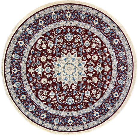 Burgundy 10' x 10' Classical Round Area Rug Traditional Classic Pattern Design Carpet for Indoor Living Room, Dining, Office, Den, Basement for Sale at Rug Engine