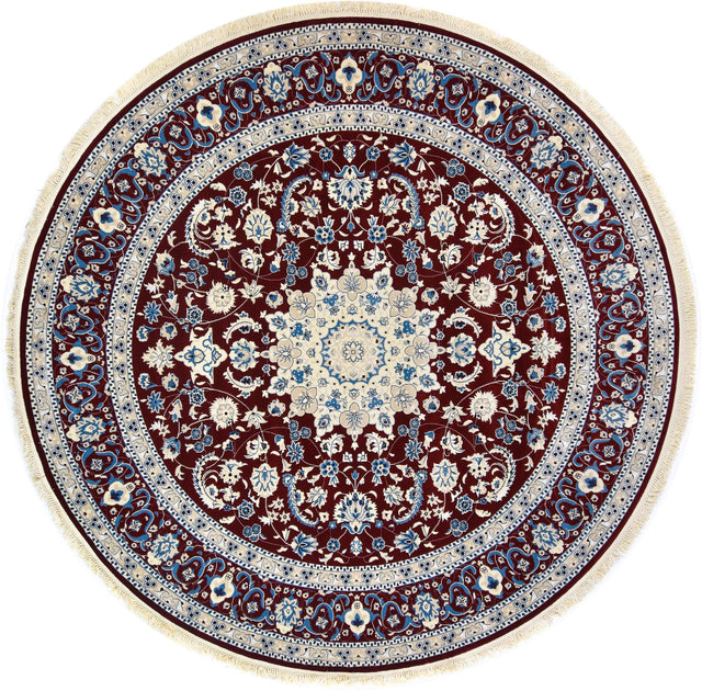 Burgundy 10' x 10' Classical Round Area Rug Traditional Classic Pattern Design Carpet for Indoor Living Room, Dining, Office, Den, Basement for Sale at Rug Engine