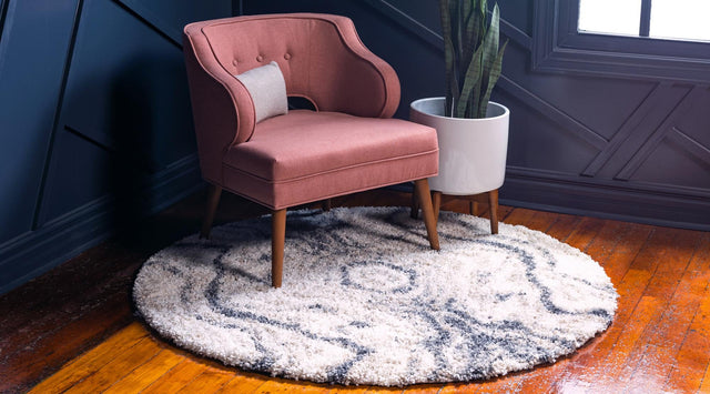 Gray 5' x 5' Hygge Shag Round Area Rug Thick Soft Touch Fluffy & Plush Shaggy Pile 100% Polypropylene With Jute Backing Modern Carpet for Sale at Rug Engine