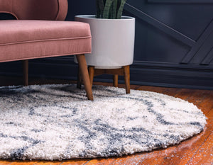 Gray 5' x 5' Hygge Shag Round Area Rug Thick Soft Touch Fluffy & Plush Shaggy Pile 100% Polypropylene With Jute Backing Modern Carpet for Sale at Rug Engine