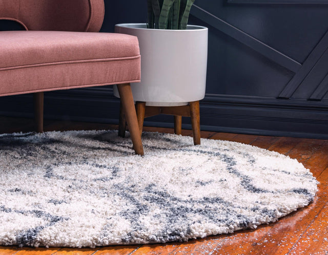 Gray 5' x 5' Hygge Shag Round Area Rug Thick Soft Touch Fluffy & Plush Shaggy Pile 100% Polypropylene With Jute Backing Modern Carpet for Sale at Rug Engine