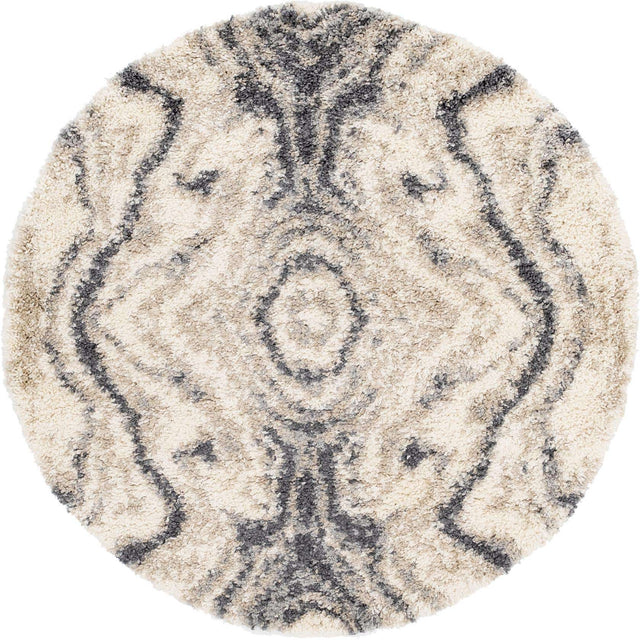 Gray 5' x 5' Hygge Shag Round Area Rug Thick Soft Touch Fluffy & Plush Shaggy Pile 100% Polypropylene With Jute Backing Modern Carpet for Sale at Rug Engine