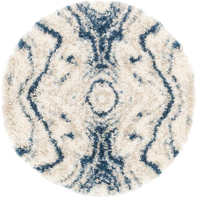 Blue 3' 3 x 3' 3 Hygge Shag Round Area Rug Thick Soft Touch Fluffy & Plush Shaggy Pile 100% Polypropylene With Jute Backing Modern Carpet for Sale at Rug Engine