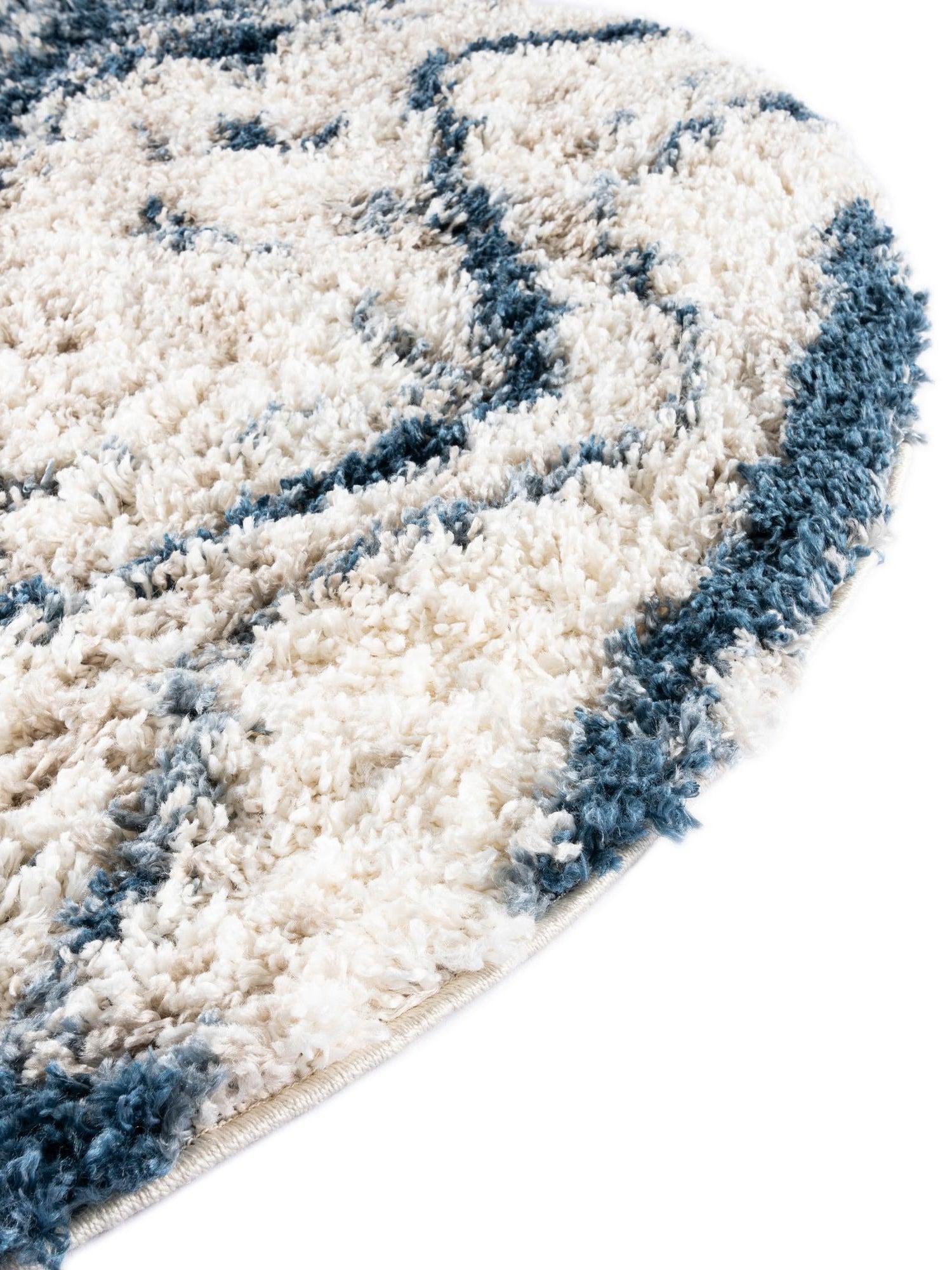Blue 5' x 5' Hygge Shag Round Area Rug Thick Soft Touch Fluffy & Plush Shaggy Pile 100% Polypropylene With Jute Backing Modern Carpet for Sale at Rug Engine