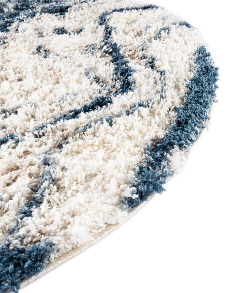 Blue 5' x 5' Hygge Shag Round Area Rug Thick Soft Touch Fluffy & Plush Shaggy Pile 100% Polypropylene With Jute Backing Modern Carpet for Sale at Rug Engine