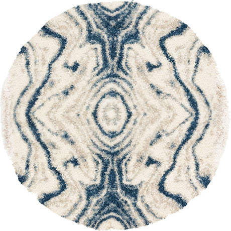 Blue 5' x 5' Hygge Shag Round Area Rug Thick Soft Touch Fluffy & Plush Shaggy Pile 100% Polypropylene With Jute Backing Modern Carpet for Sale at Rug Engine