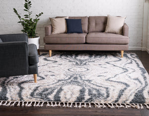 Blue 8' x 8' Hygge Shag Square Area Rug Thick Soft Touch Fluffy & Plush Shaggy Pile 100% Polypropylene With Jute Backing Modern Carpet for Sale at Rug Engine