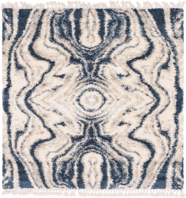 Blue 8' x 8' Hygge Shag Square Area Rug Thick Soft Touch Fluffy & Plush Shaggy Pile 100% Polypropylene With Jute Backing Modern Carpet for Sale at Rug Engine