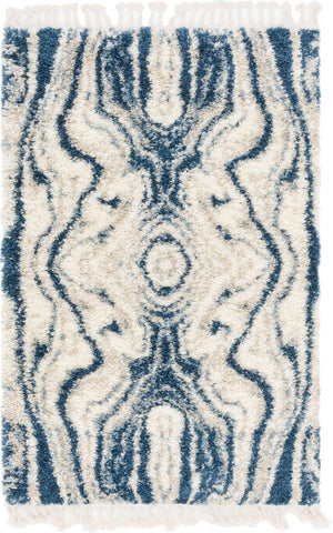 Blue 4' 1 x 6' 1 Hygge Shag Rectangle Area Rug Thick Soft Touch Fluffy & Plush Shaggy Pile 100% Polypropylene With Jute Backing Modern Carpet for Sale at Rug Engine