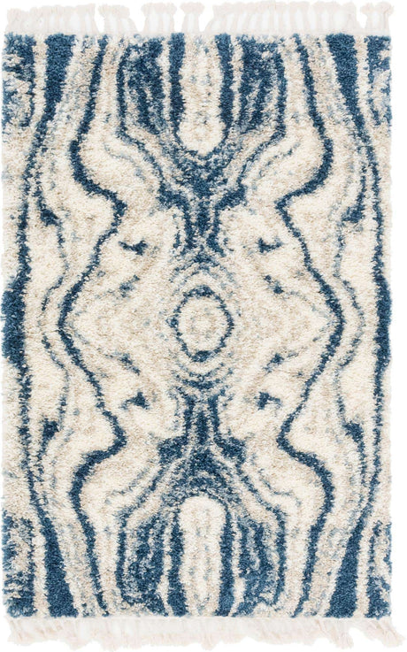 Blue 4' 1 x 6' 1 Hygge Shag Rectangle Area Rug Thick Soft Touch Fluffy & Plush Shaggy Pile 100% Polypropylene With Jute Backing Modern Carpet for Sale at Rug Engine