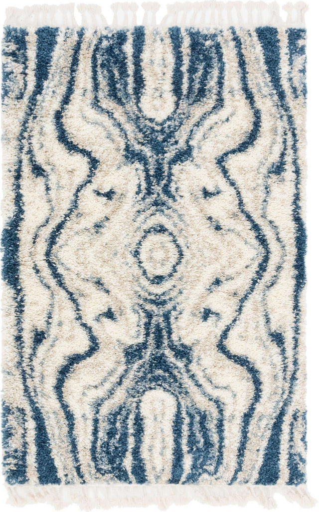 Blue 4' 1 x 6' 1 Hygge Shag Rectangle Area Rug Thick Soft Touch Fluffy & Plush Shaggy Pile 100% Polypropylene With Jute Backing Modern Carpet for Sale at Rug Engine
