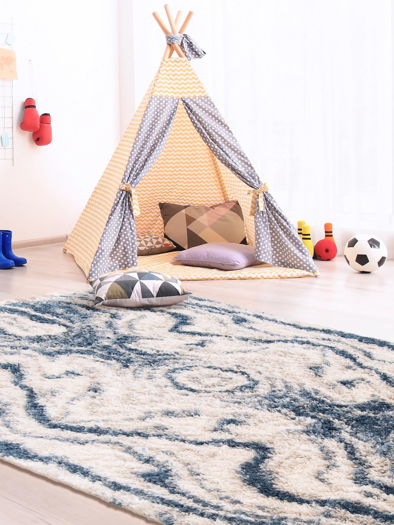 Blue 2' 2 x 3' 1 Hygge Shag Rectangle Area Rug Thick Soft Touch Fluffy & Plush Shaggy Pile 100% Polypropylene With Jute Backing Modern Carpet for Sale at Rug Engine
