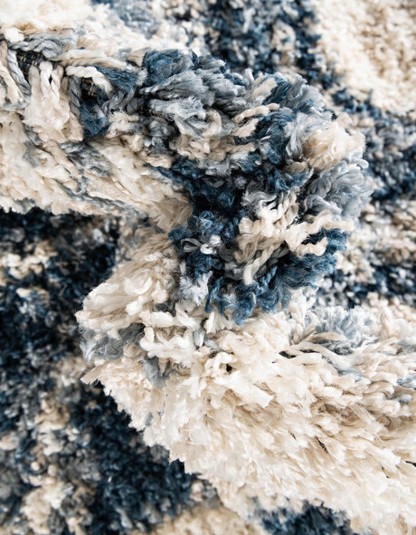 Blue 4' 1 x 6' 1 Hygge Shag Rectangle Area Rug Thick Soft Touch Fluffy & Plush Shaggy Pile 100% Polypropylene With Jute Backing Modern Carpet for Sale at Rug Engine