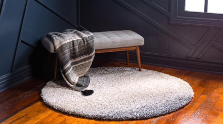 Gray 5' x 5' Hygge Shag Round Area Rug Thick Soft Touch Fluffy & Plush Shaggy Pile 100% Polypropylene With Jute Backing Modern Carpet for Sale at Rug Engine