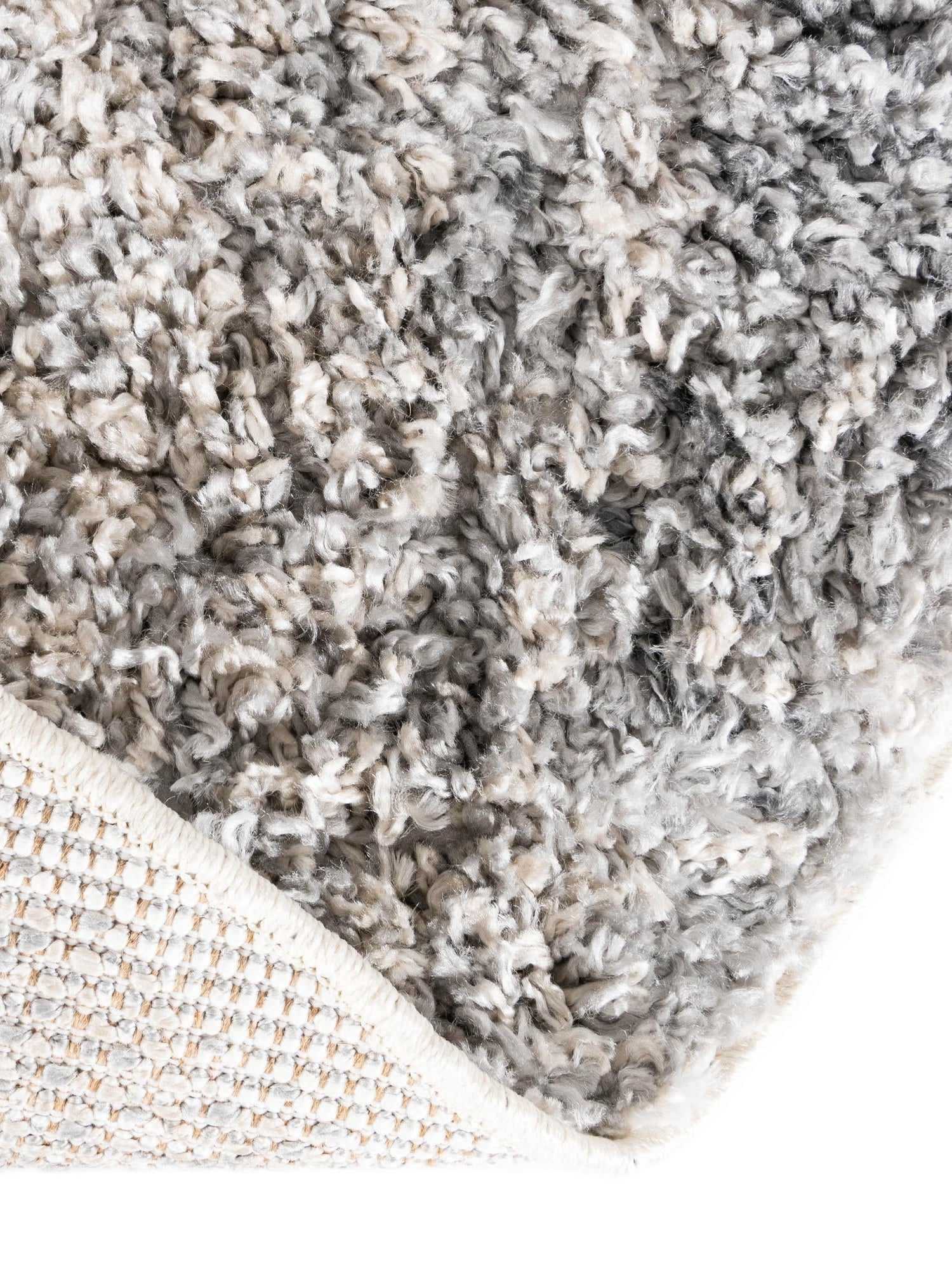 Gray 5' x 5' Hygge Shag Round Area Rug Thick Soft Touch Fluffy & Plush Shaggy Pile 100% Polypropylene With Jute Backing Modern Carpet for Sale at Rug Engine