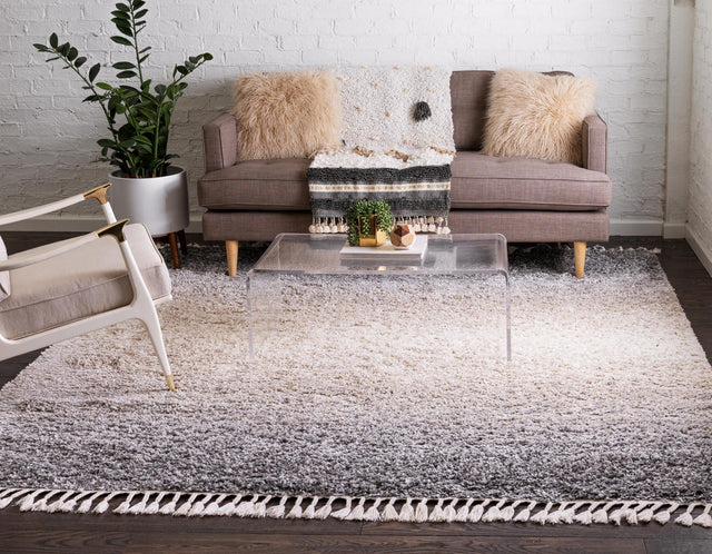 Gray 8' x 8' Hygge Shag Square Area Rug Thick Soft Touch Fluffy & Plush Shaggy Pile 100% Polypropylene With Jute Backing Modern Carpet for Sale at Rug Engine