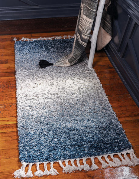 Blue 2' 2 x 6' Hygge Shag Runner Area Rug Thick Soft Touch Fluffy & Plush Shaggy Pile 100% Polypropylene With Jute Backing Modern Carpet for Sale at Rug Engine