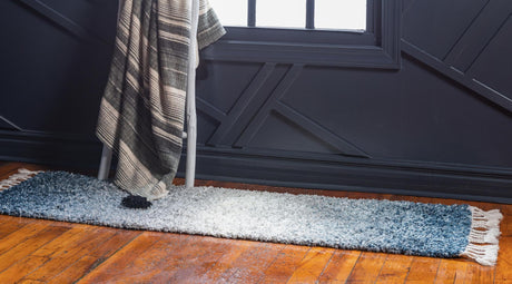 Blue 2' 7 x 8' 2 Hygge Shag Runner Area Rug Thick Soft Touch Fluffy & Plush Shaggy Pile 100% Polypropylene With Jute Backing Modern Carpet for Sale at Rug Engine