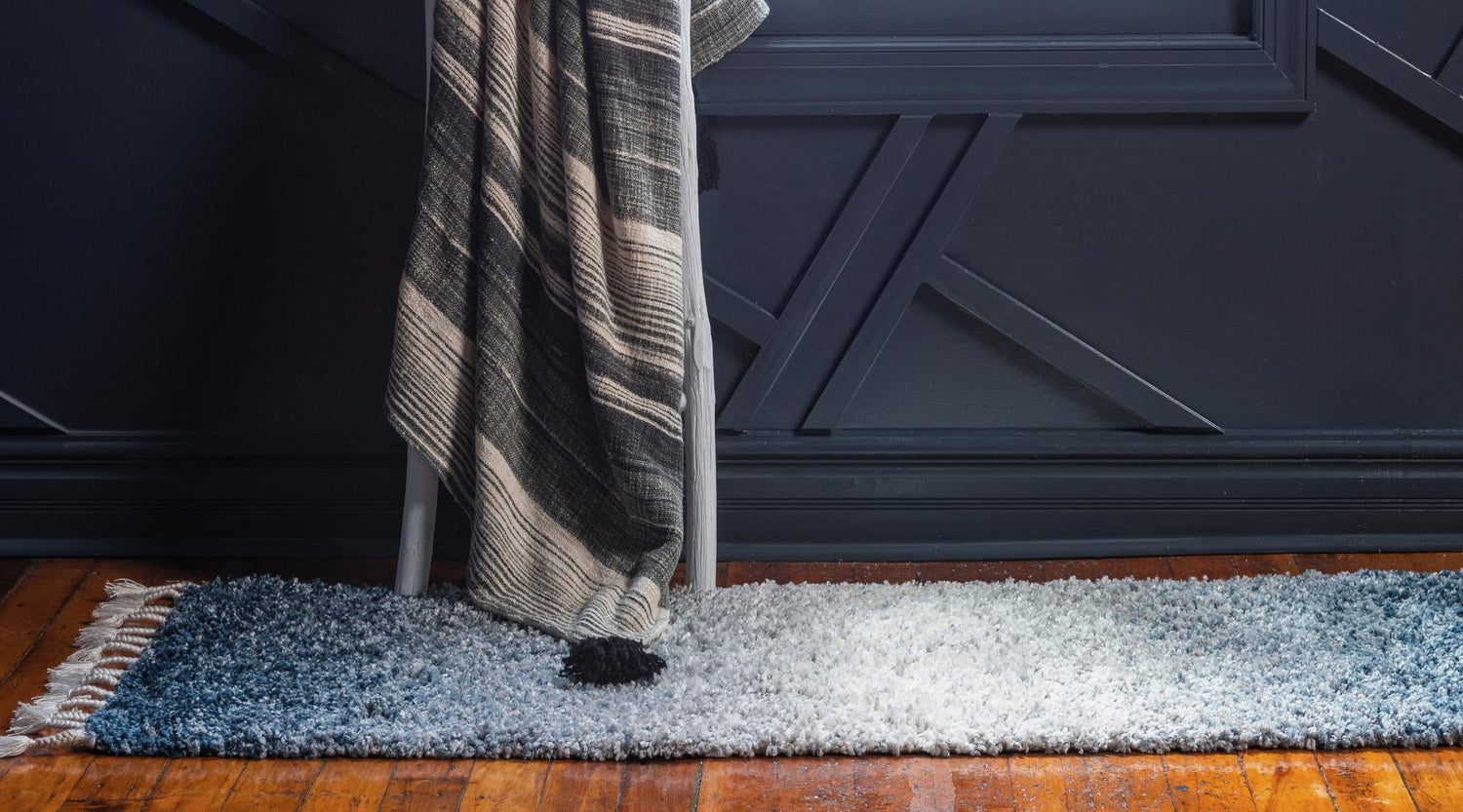 Blue 2' 2 x 6' Hygge Shag Runner Area Rug Thick Soft Touch Fluffy & Plush Shaggy Pile 100% Polypropylene With Jute Backing Modern Carpet for Sale at Rug Engine