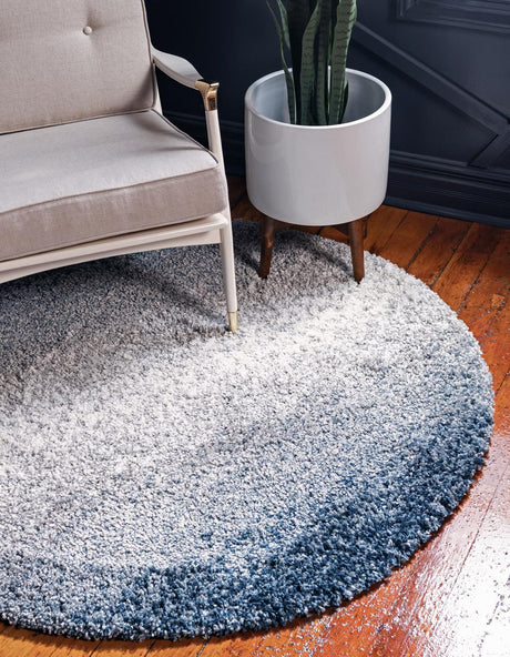 Blue 3' 3 x 3' 3 Hygge Shag Round Area Rug Thick Soft Touch Fluffy & Plush Shaggy Pile 100% Polypropylene With Jute Backing Modern Carpet for Sale at Rug Engine