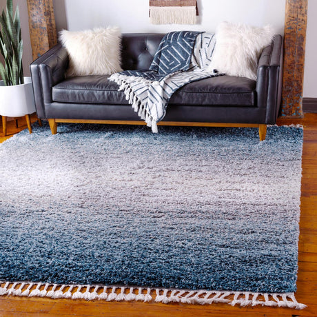 Blue 8' x 8' Hygge Shag Square Area Rug Thick Soft Touch Fluffy & Plush Shaggy Pile 100% Polypropylene With Jute Backing Modern Carpet for Sale at Rug Engine