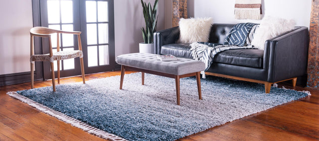 Blue 8' x 8' Hygge Shag Square Area Rug Thick Soft Touch Fluffy & Plush Shaggy Pile 100% Polypropylene With Jute Backing Modern Carpet for Sale at Rug Engine