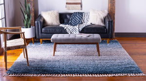 Blue 8' x 8' Hygge Shag Square Area Rug Thick Soft Touch Fluffy & Plush Shaggy Pile 100% Polypropylene With Jute Backing Modern Carpet for Sale at Rug Engine