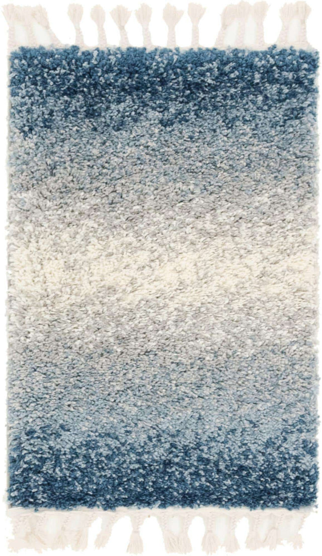 Blue 2' 2 x 3' 1 Hygge Shag Rectangle Area Rug Thick Soft Touch Fluffy & Plush Shaggy Pile 100% Polypropylene With Jute Backing Modern Carpet for Sale at Rug Engine