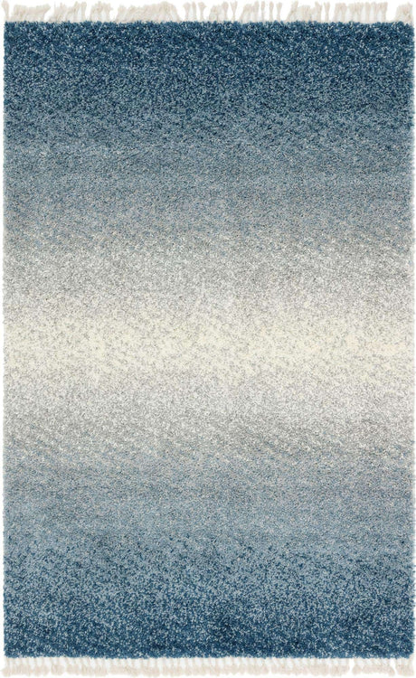 Blue 4' 1 x 6' 1 Hygge Shag Rectangle Area Rug Thick Soft Touch Fluffy & Plush Shaggy Pile 100% Polypropylene With Jute Backing Modern Carpet for Sale at Rug Engine