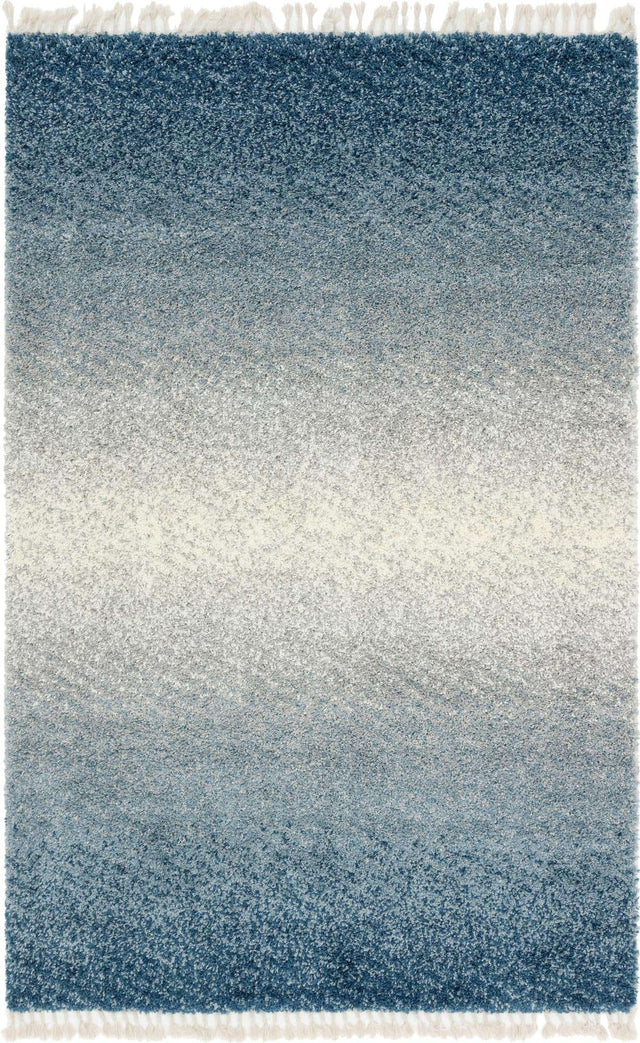 Blue 4' 1 x 6' 1 Hygge Shag Rectangle Area Rug Thick Soft Touch Fluffy & Plush Shaggy Pile 100% Polypropylene With Jute Backing Modern Carpet for Sale at Rug Engine