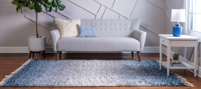 Blue 4' 1 x 6' 1 Hygge Shag Rectangle Area Rug Thick Soft Touch Fluffy & Plush Shaggy Pile 100% Polypropylene With Jute Backing Modern Carpet for Sale at Rug Engine
