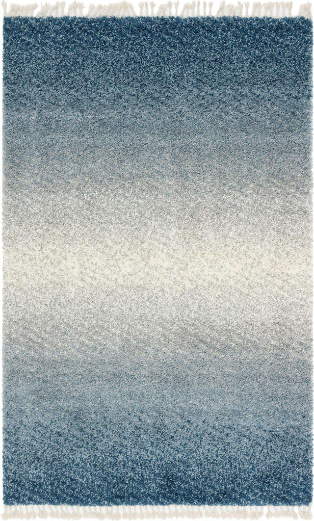 Blue 5' 1 x 8' Hygge Shag Rectangle Area Rug Thick Soft Touch Fluffy & Plush Shaggy Pile 100% Polypropylene With Jute Backing Modern Carpet for Sale at Rug Engine