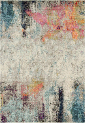 Beige 6' 1 x 9' Chromatic Rectangle Area Rug 100% Polypropylene With Cotton Backing Abstract Modern Colorful Carpet Mat for Home Decor & Interior Design for Sale at Rug Engine