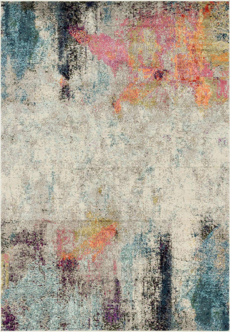 Beige 6' 1 x 9' Chromatic Rectangle Area Rug 100% Polypropylene With Cotton Backing Abstract Modern Colorful Carpet Mat for Home Decor & Interior Design for Sale at Rug Engine