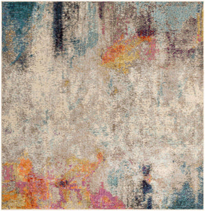 Beige 8' x 8' Chromatic Square Area Rug 100% Polypropylene With Cotton Backing Abstract Modern Colorful Carpet Mat for Home Decor & Interior Design for Sale at Rug Engine