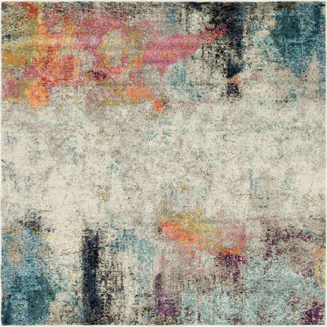 Beige 6' 1 x 6' 1 Chromatic Square Area Rug 100% Polypropylene With Cotton Backing Abstract Modern Colorful Carpet Mat for Home Decor & Interior Design for Sale at Rug Engine