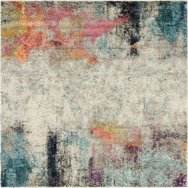 Beige 6' 1 x 6' 1 Chromatic Square Area Rug 100% Polypropylene With Cotton Backing Abstract Modern Colorful Carpet Mat for Home Decor & Interior Design for Sale at Rug Engine