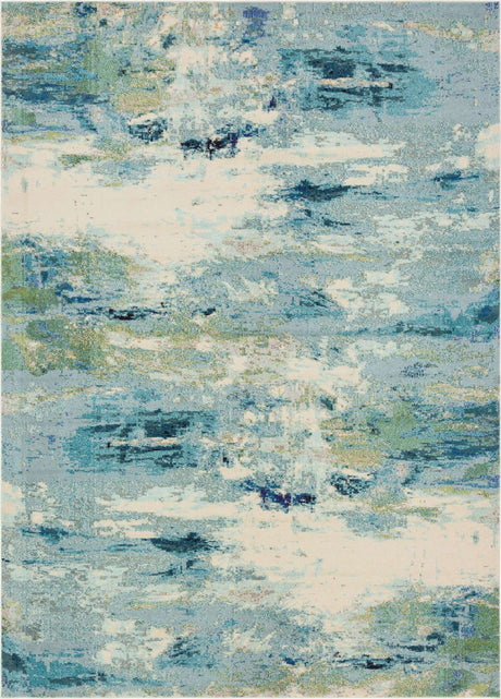 Light Blue 9' 6 x 13' 1 Chromatic Rectangle Area Rug 100% Polypropylene With Cotton Backing Abstract Modern Colorful Carpet Mat for Home Decor & Interior Design for Sale at Rug Engine