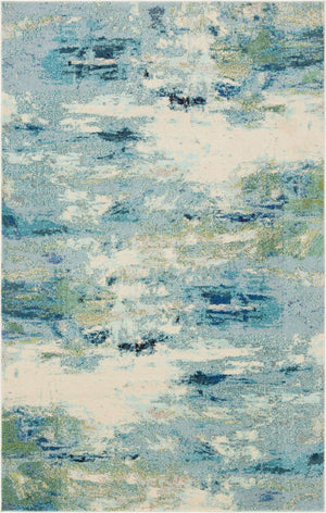 Light Blue 6' 1 x 9' Chromatic Rectangle Area Rug 100% Polypropylene With Cotton Backing Abstract Modern Colorful Carpet Mat for Home Decor & Interior Design for Sale at Rug Engine