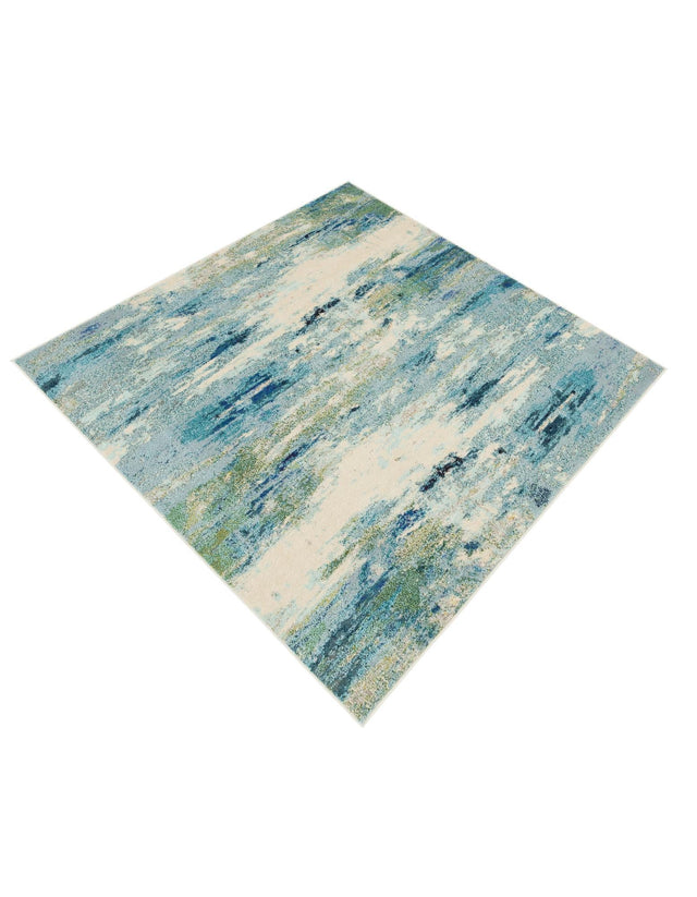 Light Blue 6' 1 x 6' 1 Chromatic Square Area Rug 100% Polypropylene With Cotton Backing Abstract Modern Colorful Carpet Mat for Home Decor & Interior Design for Sale at Rug Engine