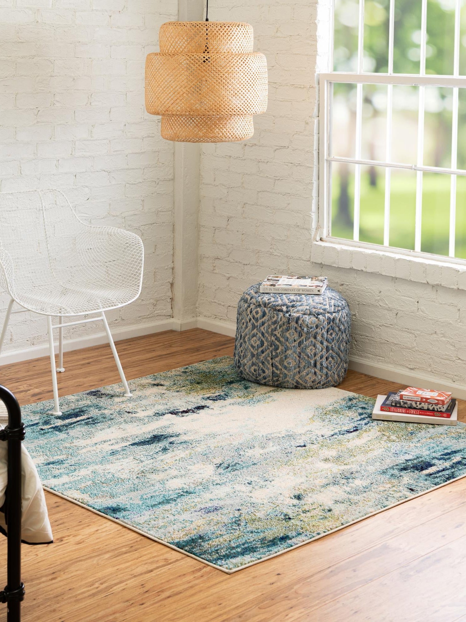 Light Blue 8' x 8' Chromatic Square Area Rug 100% Polypropylene With Cotton Backing Abstract Modern Colorful Carpet Mat for Home Decor & Interior Design for Sale at Rug Engine