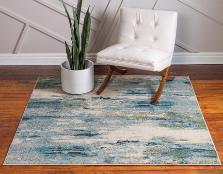 Light Blue 6' 1 x 6' 1 Chromatic Square Area Rug 100% Polypropylene With Cotton Backing Abstract Modern Colorful Carpet Mat for Home Decor & Interior Design for Sale at Rug Engine