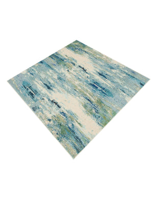 Light Blue 6' 1 x 6' 1 Chromatic Square Area Rug 100% Polypropylene With Cotton Backing Abstract Modern Colorful Carpet Mat for Home Decor & Interior Design for Sale at Rug Engine