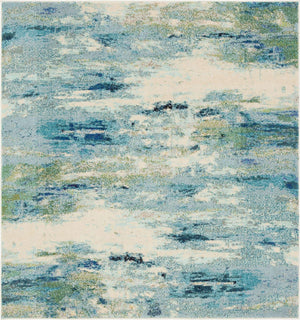 Light Blue 6' 1 x 6' 1 Chromatic Square Area Rug 100% Polypropylene With Cotton Backing Abstract Modern Colorful Carpet Mat for Home Decor & Interior Design for Sale at Rug Engine